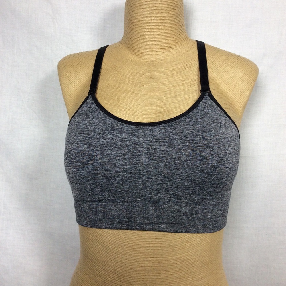 Champion Women’s Grey Heather/Black Seamless Racerback Sports Bra Sz S